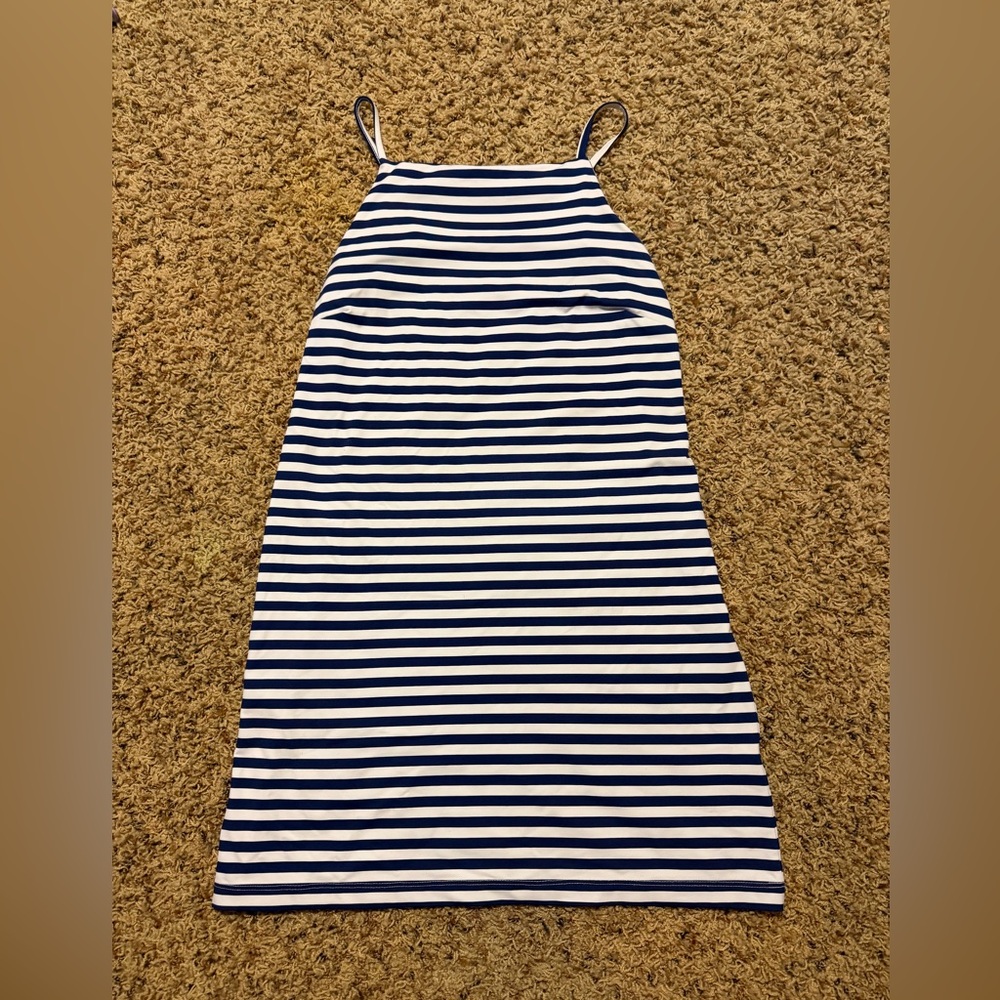 Melly M navy and white striped square neck tank top dress